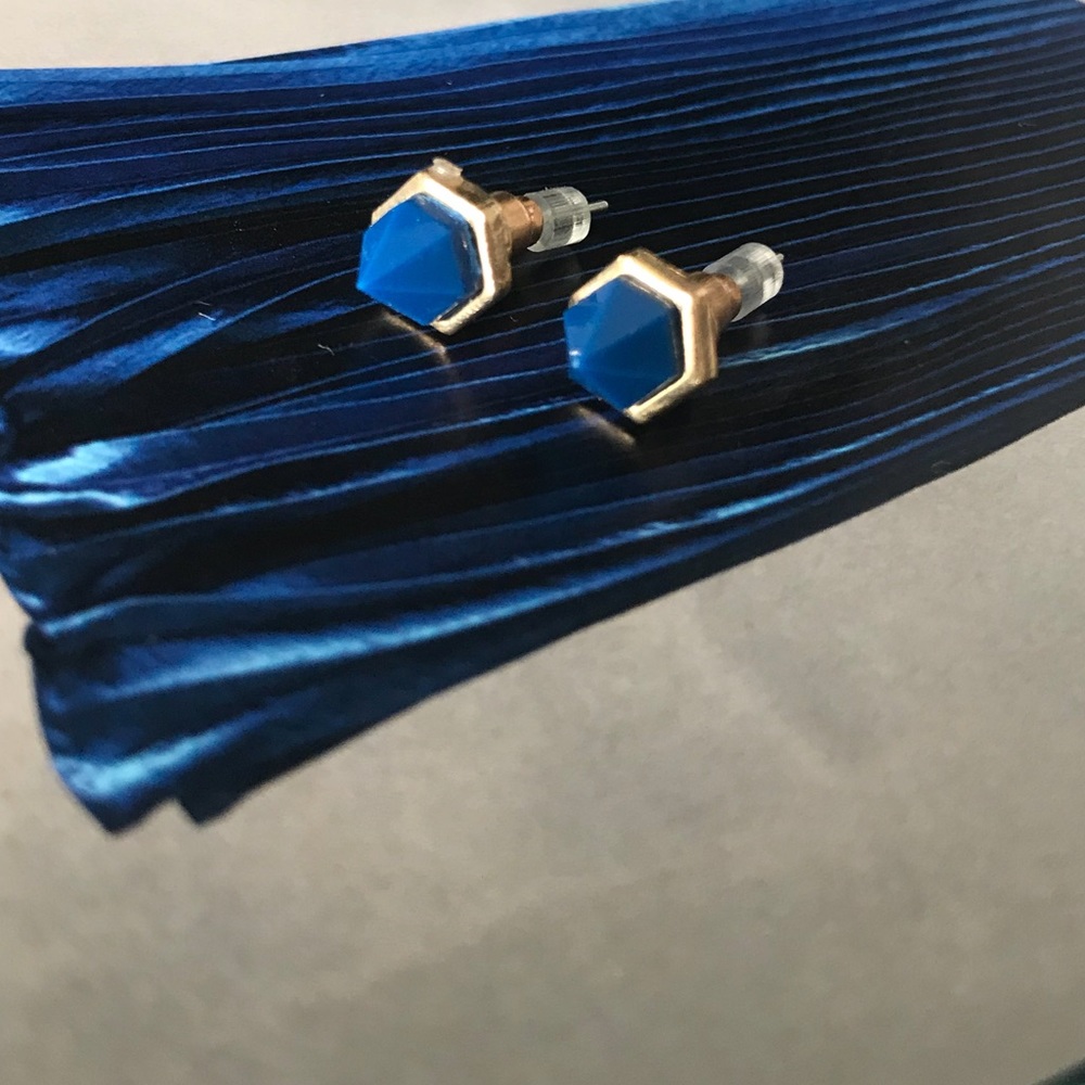 Blue Spiked Stud Earrings